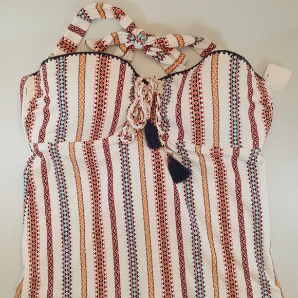 Jessica Simpson Striped textured tankini top. - Picture 3 of 6